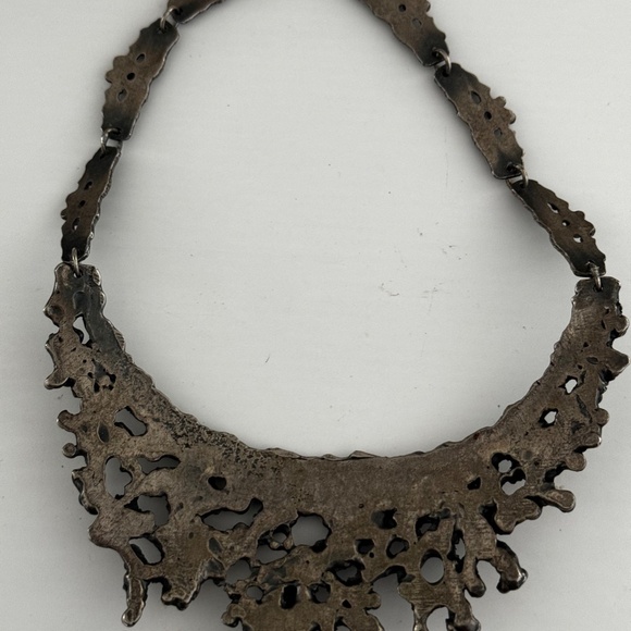 Vintage Guy Vidal Bib Necklace Pewter Modernist Brutalist 70's - Picture 8 of 10